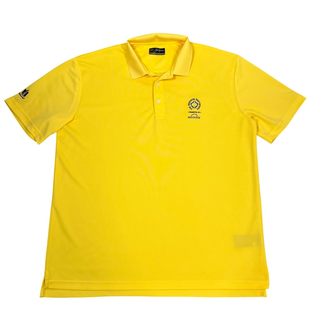 Jack Nicklaus Polo Shirt Large Yellow Memorial Tournament Logo Golf Performance